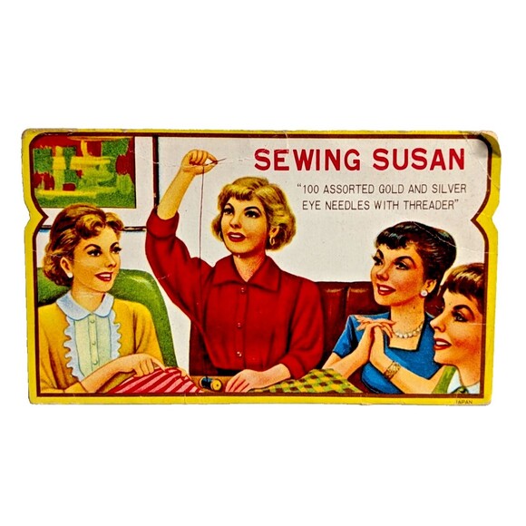 Sewing Susan Gold and Silver Eye Needle Pack Case Vintage 1960's  Ephemera Paper - Picture 1 of 8